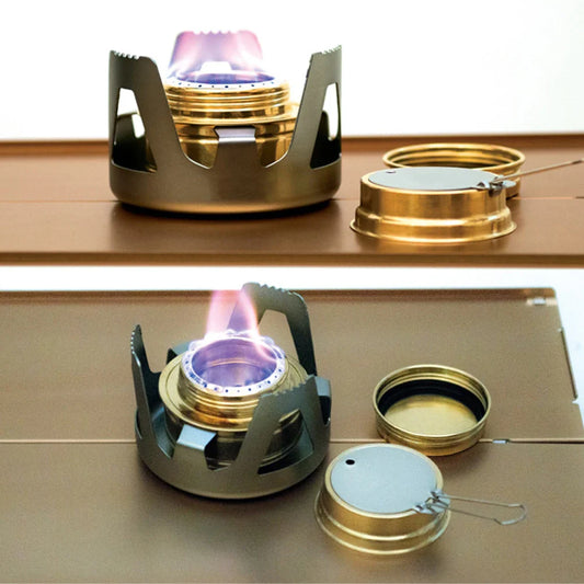 Camping Portable Mini Alcohol Stove Burner Adjustable Firepower Gasoline Stove Aluminum Alloy Bracket Ultralight Brass Stoves