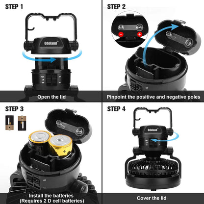 Portable LED Camping Lantern with Ceiling Fan - Hurricane Emergency
