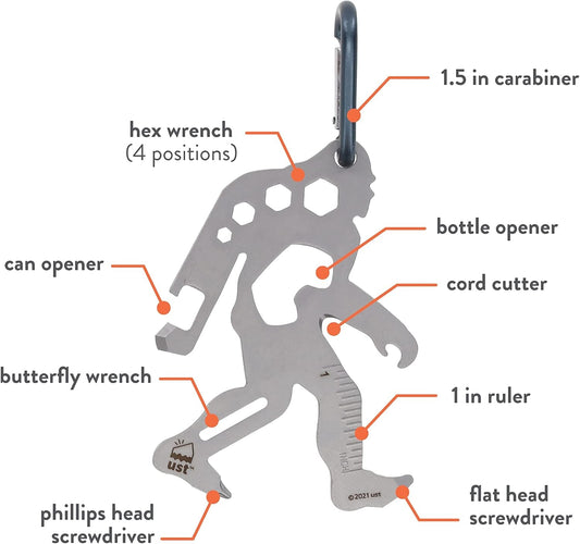 Tool-A-Long Multi-Tool Carabiners with Durable, Compact Stainless Steel Construction for Hiking, Kayaking, Camping, Travel and Outdoor Survival