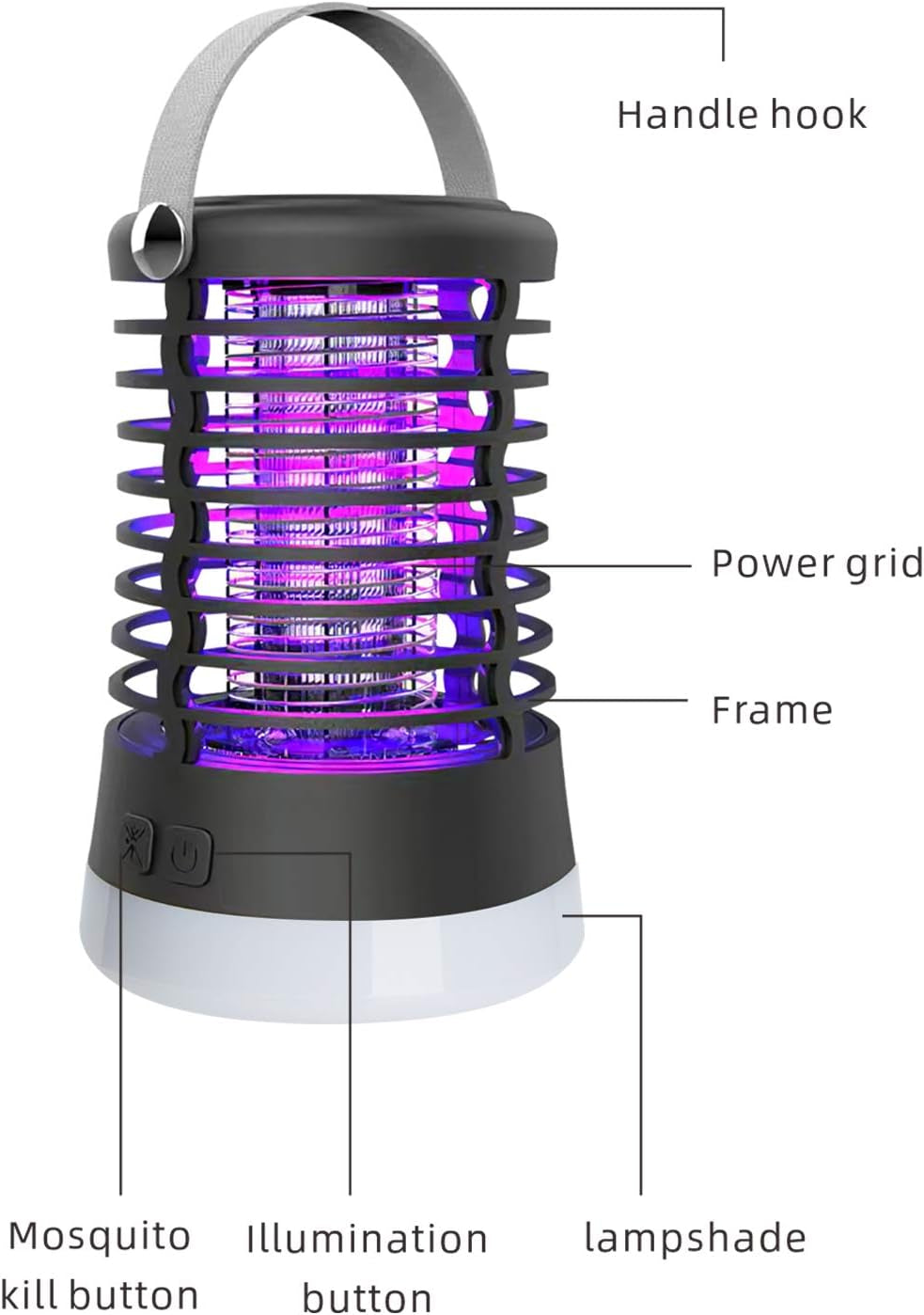 Bug Zapper Outdoor Bug Repellent Rechargeable Camping Lamp Waterproof Mosquito Killer Fly Trap Mosquito Repellent Portable Bug Zapper for Outdoor, Patio, Camping Accessories, Camping Gear Must Haves