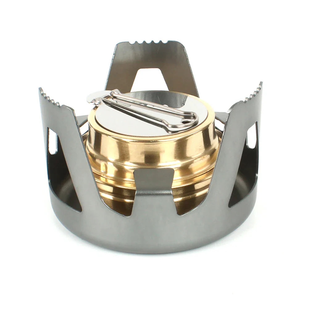 Camping Portable Mini Alcohol Stove Burner Adjustable Firepower Gasoline Stove Aluminum Alloy Bracket Ultralight Brass Stoves