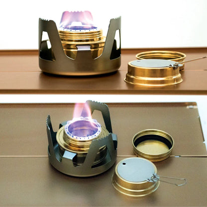 Camping Portable Mini Alcohol Stove Burner Adjustable Firepower Gasoline Stove Aluminum Alloy Bracket Ultralight Brass Stoves