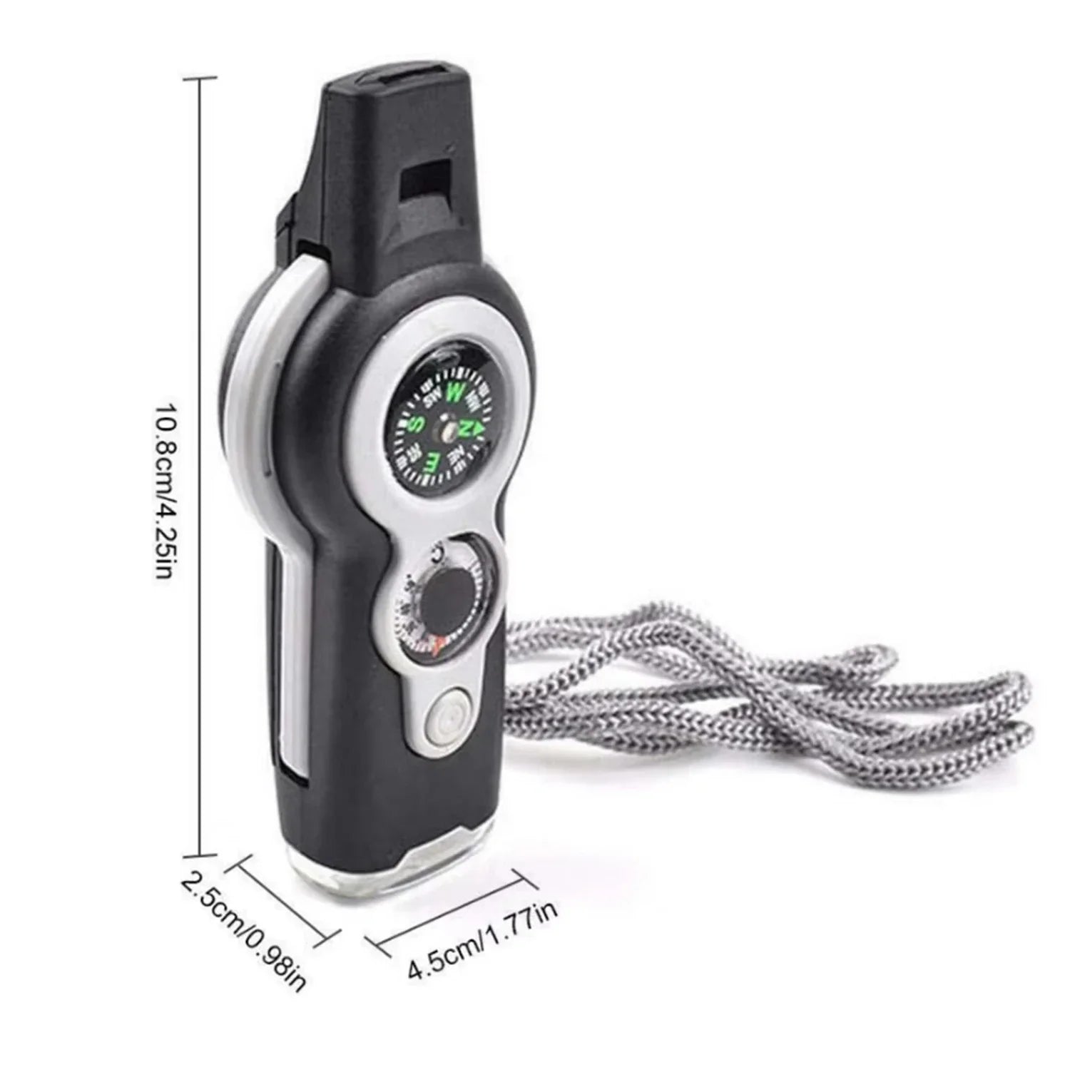 7in1 Emergency Survival Hiking Safety Whistle & Magnifier Flashlight Compass Outdoor Tools