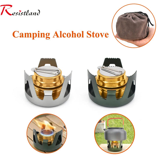 Portable Mini Alcohol Stove Burner Adjustable Firepower Gasoline Stove Aluminum Alloy Bracket Ultralight Brass Camping Stoves