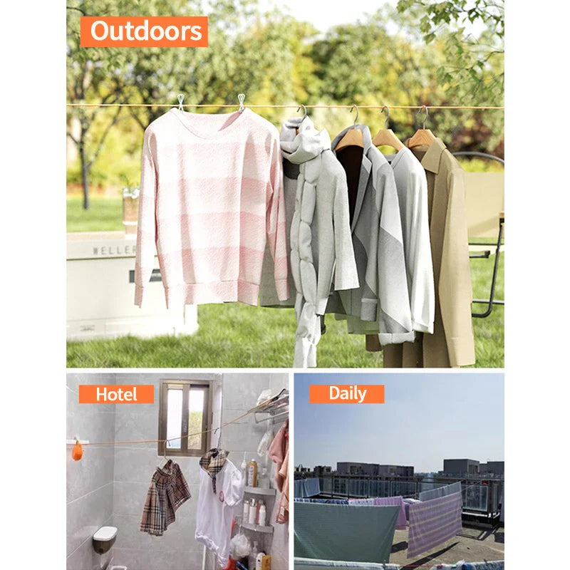 10m Portable Retractable Clothes Drying Rack Rope