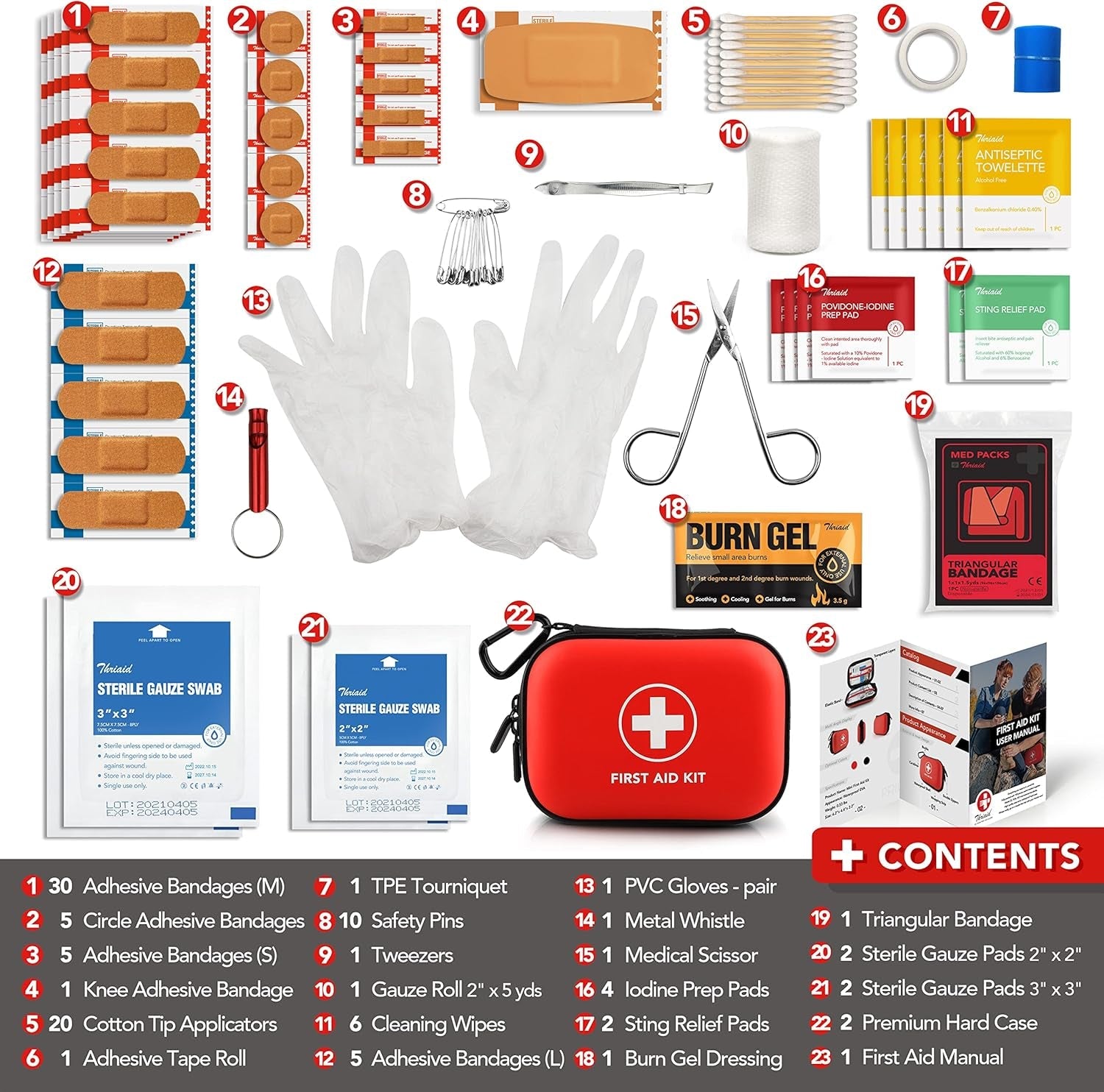 Mini First Aid Kit, 100 Pieces Water-Resistant Hard Shell Small Case - Perfect for Travel, Outdoor, Home, Office, Camping, Hiking, Car (Red)