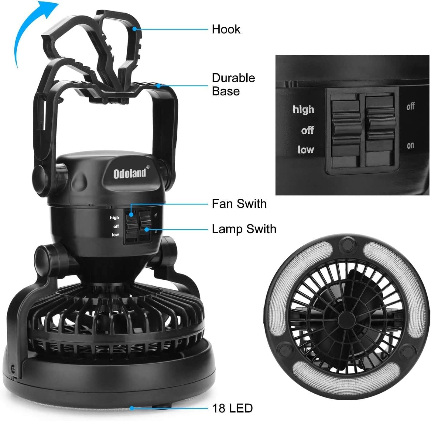 Portable LED Camping Lantern with Ceiling Fan - Hurricane Emergency