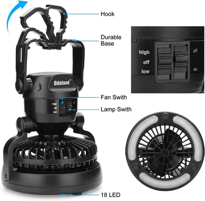 Portable LED Camping Lantern with Ceiling Fan - Hurricane Emergency